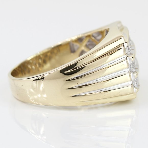 Vintage 10k Two-Tone Men's Cubic Zirconia Ring - Picture 3 of 5